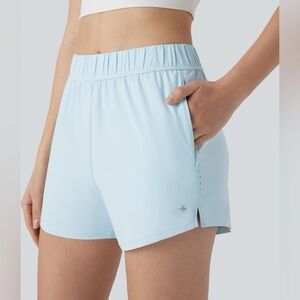 HALARA Mid Rise Zipper Pockets Reflective Cool Touch Running Shorts Medium Blue